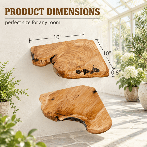 Live Edge Cedar Corner Shset Of 2 Floating Wall Shelves