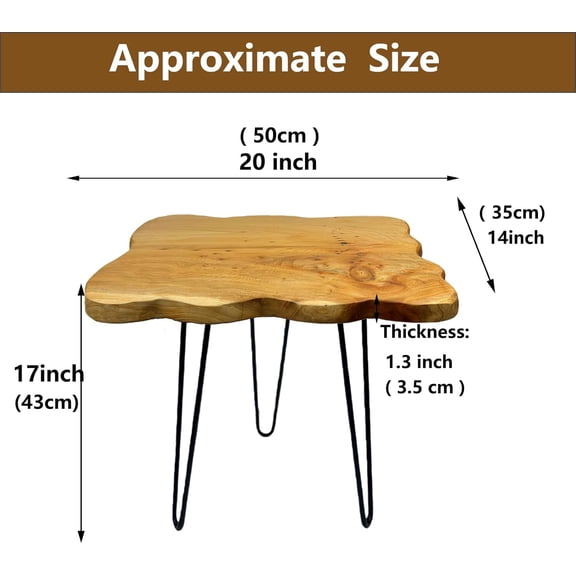 Live Edge Cedar End Table, 20" L x 14" W x 17" H Small Coffee Table, Natural Wood Top Side Table, Desktop Nightstand Plant Stand for Living Room, Home, Office