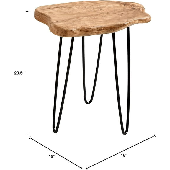 Live Edge Cedar End Table Natural Clear Finish Side Table for Living Room Bedroom Office
