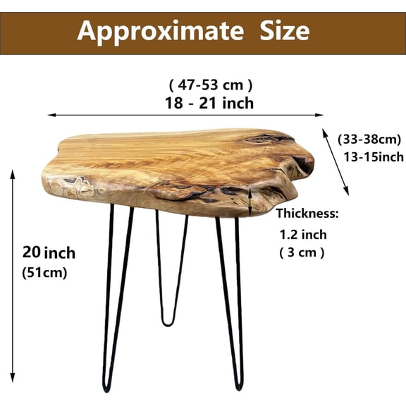 Live Edge Cedar End Table, Natural Wood Side Table, 20" L x 14" W x 20" H Desktop Nightstand Plant Stand for Living Room, Bedroom, Home, Office (20" L x 14" W x 20" H)