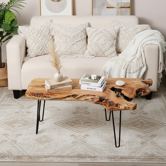 Live Edge Cedar Wood Coffee Table Standard Rustic Style 41 W