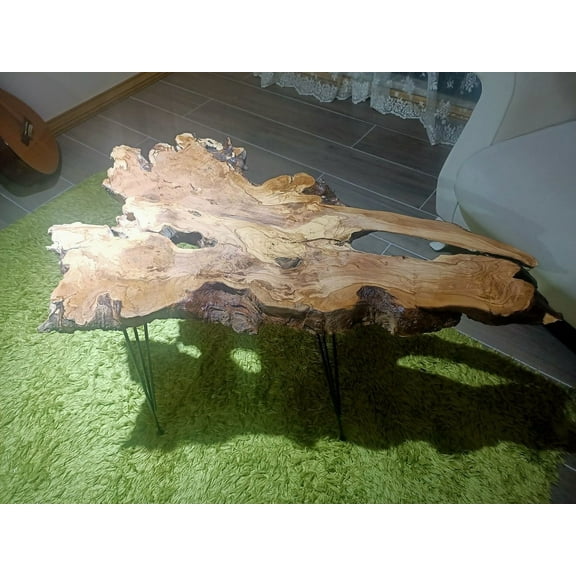 Live Edge Center Table Rustic Coffee Table Natural Olive Tree Solid Wood Farmhouse Table I