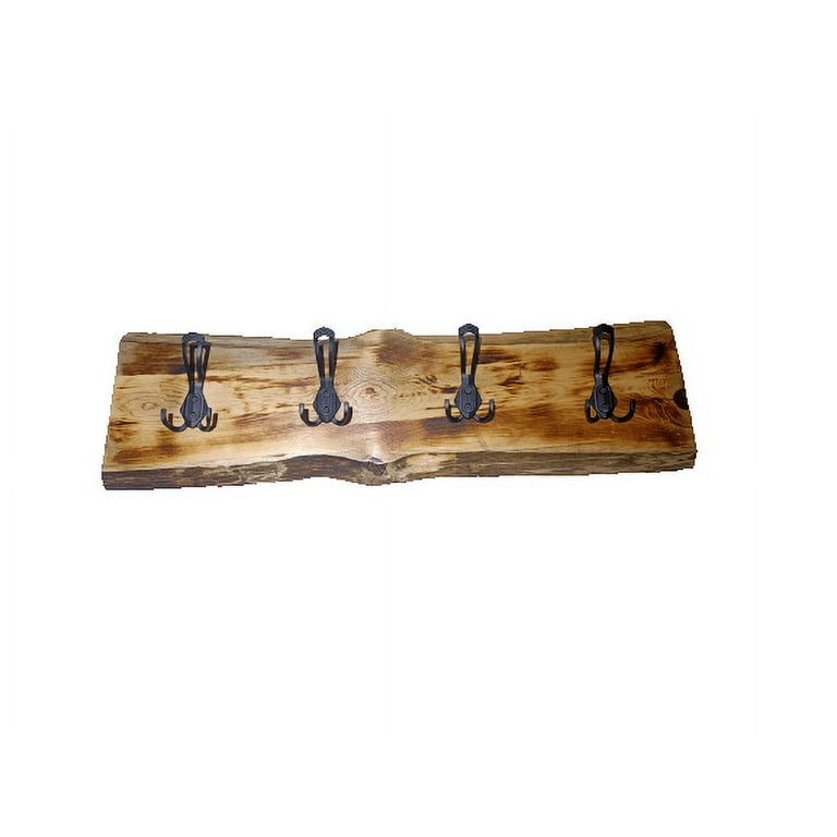 Live Edge Coat Rack Wall Mounted Coat Hanger from Walnut Olive Pine Rustic Coat Hook with Black Hooks Pine 24 Inch
