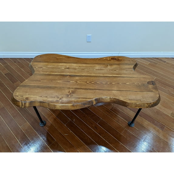Live Edge Coffee Table Blue Paint