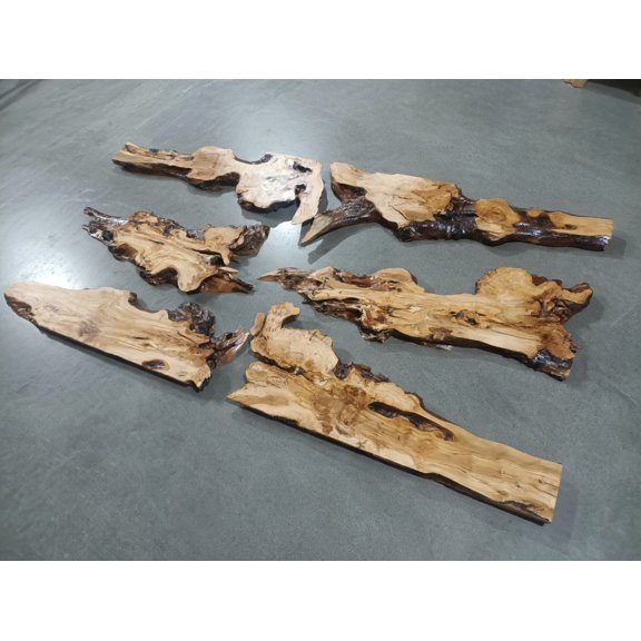 Live Edge Olive Root Slabs Set for DIY Epoxy Dining Table Projects, Ready to be Resin Table, Cleared Wood Slabs for Epoxy (40" x 80")