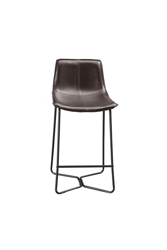 Live Edge Set of 2 Dining Metal Leg Pub Chairs in Dark Brown
