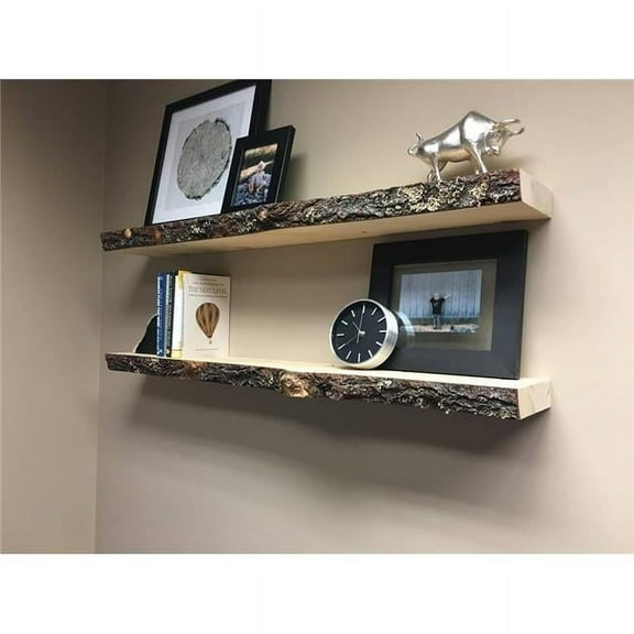 Live Edge Timber 105764 4 ft. Pine Live Edge Shelf, White