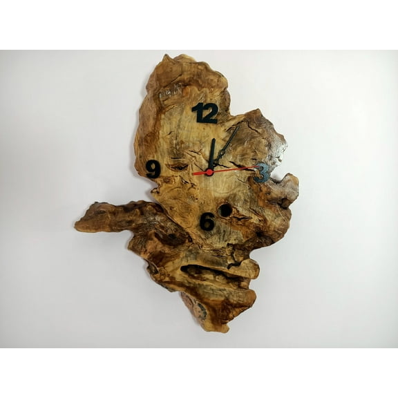 Live Edges Wall Clock Rustic Wood Home Decoration Olive l by SkilledHandsShop