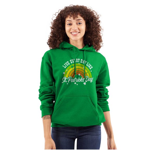 Live Every Day Like St Patricks Day Women Plus Size Graphic Pullover Hoodie Brisco Brands 5X
