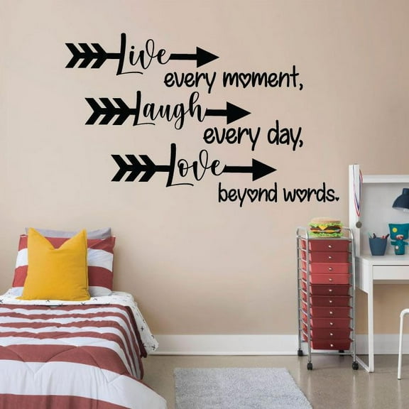Live Every Moment Laugh Everyday Love Beyond Words Life Motivational Inspirational Quote Vinyl Wall Decal Wall Art Wall Sticker Decoration Design For Home Room Bedroom Living Room Size (30x30 inch)