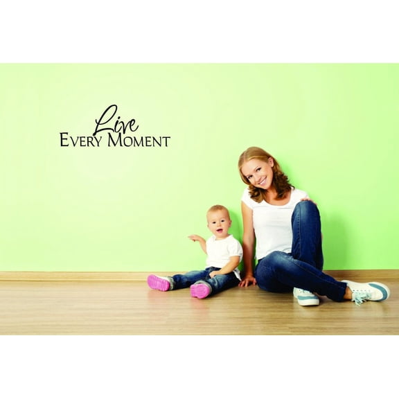 Live Every Moment Vinyl Wall Decal for Home - Be Happy Love Laugh Brighten My Day Cute Wall Décor Bedroom Living Room Entry - Removable High Tact - Size: 8 In x 20 In