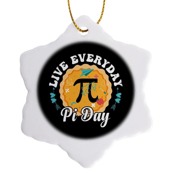 3drose, Live Everyday Pi Day, Congratulation, Celebration of Math Event, Gift, 3 inch Snowflake Porcelain Ornament