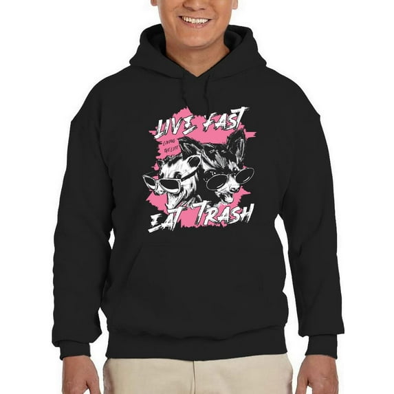 Live Fast And Eat Trash. Hoodie Men -Smartprints Designs, Male 5X-Large