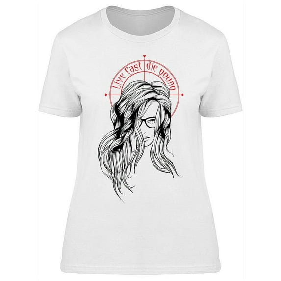 Live Fast Die Young Girl Sketch T-Shirt Women -Image by Shutterstock, Female XX-Large