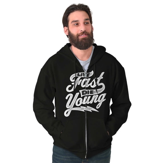 Live Fast Die Young Novelty Rebel Zip Up Hoodie Men's Women's Brisco Brands X