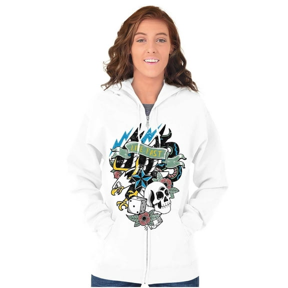 Live Fast Eagle Skull Dice Tattoo Zip Up Hoodie Men's Women's Brisco Brands X