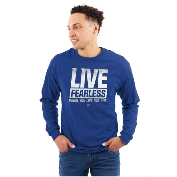 Live Fearless For Jesus Christian Plus Size Long Sleeve Graphic Tee Shirt Brisco Brands 2X