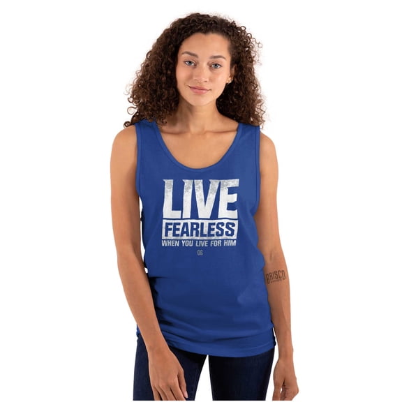 Live Fearless For Jesus Christian Tank Top T Shirts Men Women Brisco Brands S