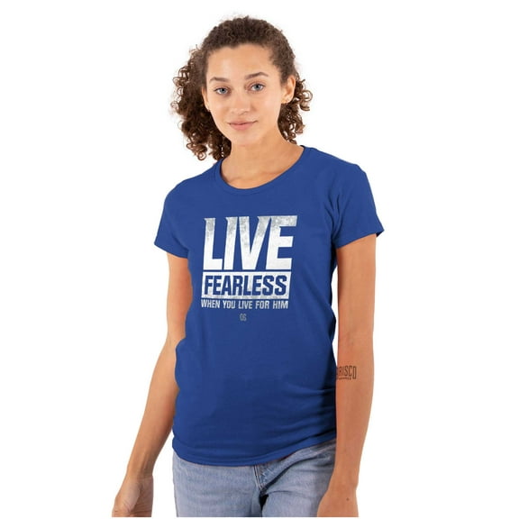 Live Fearless For Jesus Christian Womens Slim Fit Graphic Tee Brisco Brands S