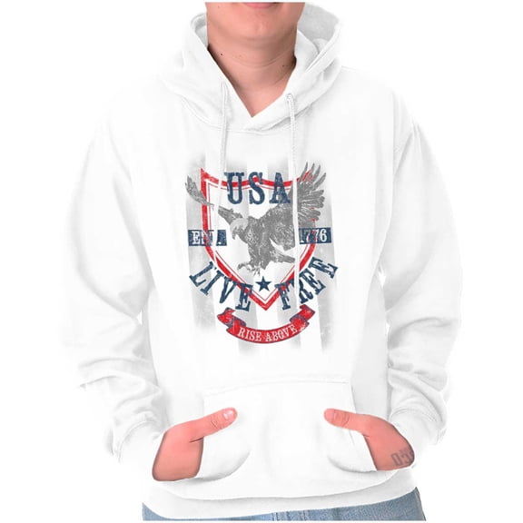 USA Live Free American Bald Eagle Hoodie Sweatshirt Women Men Brisco Brands S