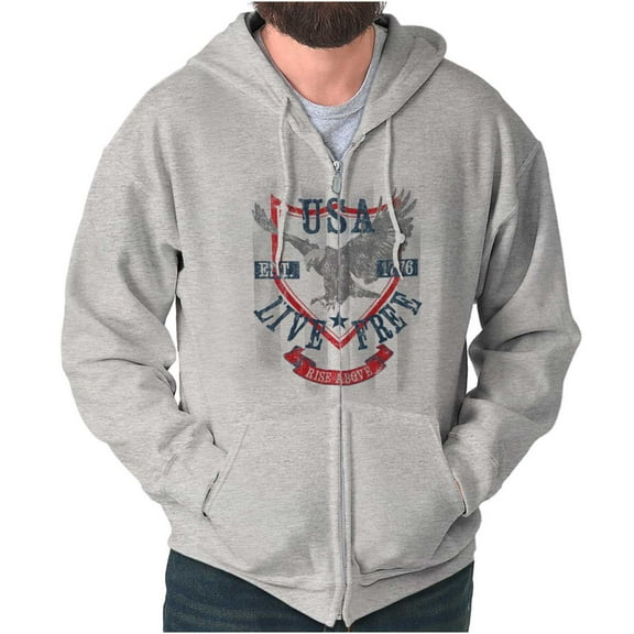 USA Live Free American Bald Eagle Zip Up Hoodie Men's Women's Brisco Brands M
