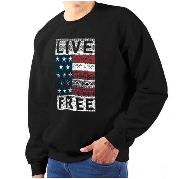 Live Free Geometric American Flag USA Sweatshirt for Men or Women Brisco Brands L