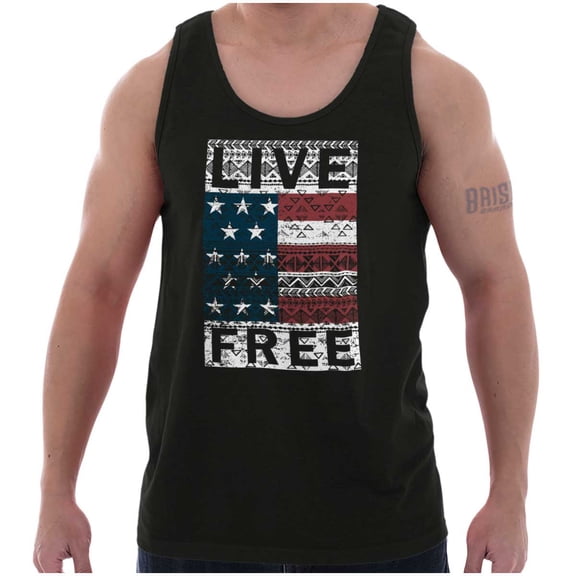 Live Free Geometric American Flag USA Tank Top T Shirts Men Women Brisco Brands X