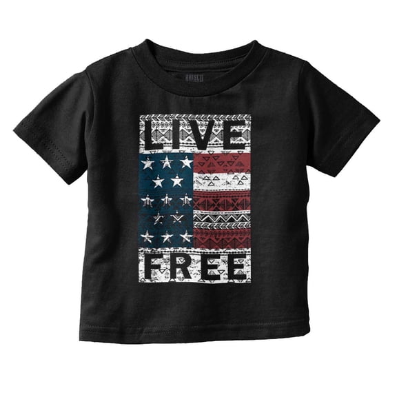 Live Free Geometric American Flag USA Toddler Boy Girl T Shirt Infant Toddler Brisco Brands 3T