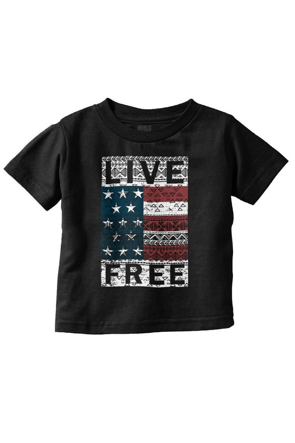 Live Free Geometric American Flag USA Toddler Boy Girl T Shirt Infant Toddler Brisco Brands 3T