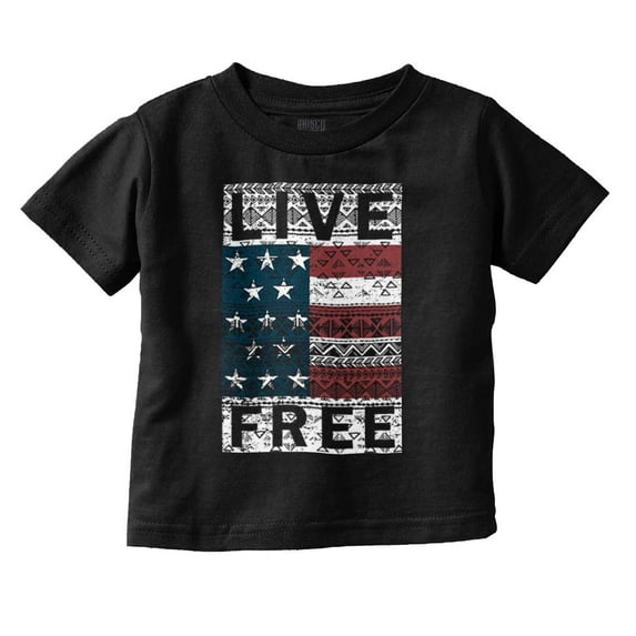 Live Free Geometric American Flag USA Toddler Boy Girl T Shirt Infant Toddler Brisco Brands 3T