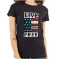 thumbnail image 1 of Live Free Geometric American Flag USA Womens Slim Fit Graphic Tee Brisco Brands M, 1 of 6