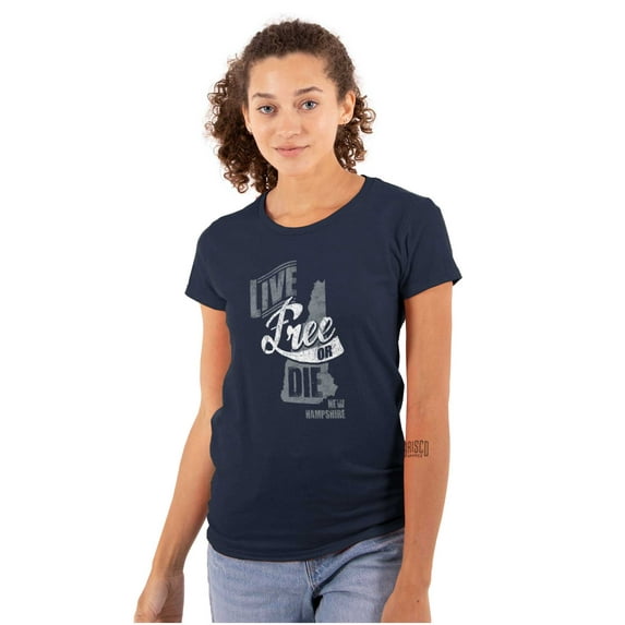 Live Free Or Die New Hampshire Motto Womens Slim Fit Graphic Tee Brisco Brands M