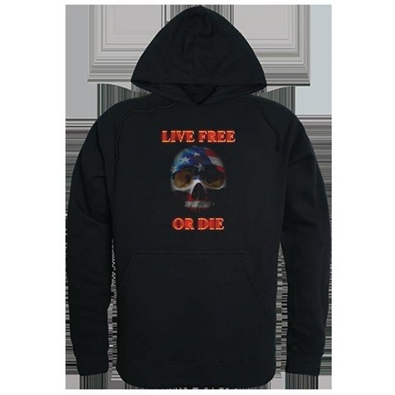 Live Free Skull Graphic Pullover Hoodie, Black - Large