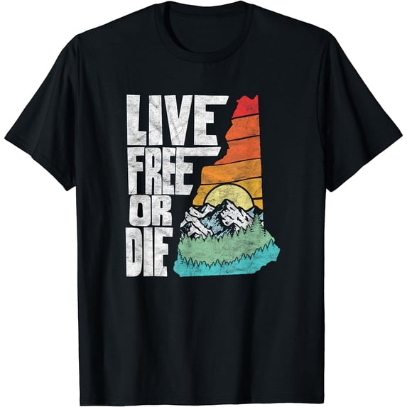 Live Free or Die Retro New Hampshire Nature Graphic T-Shirt