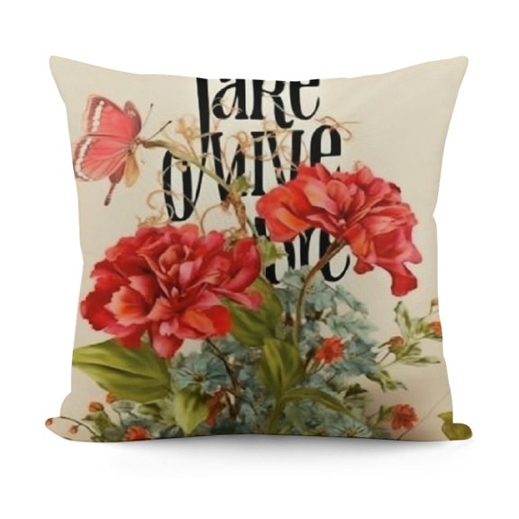 Live with Grace Decorative Red Geranium Flower Pillow Covers  Spring Summer Outdoor Farmhouse Throw Pillows Botanical Plant Garden Decor Cushion Case for Sofa Couch