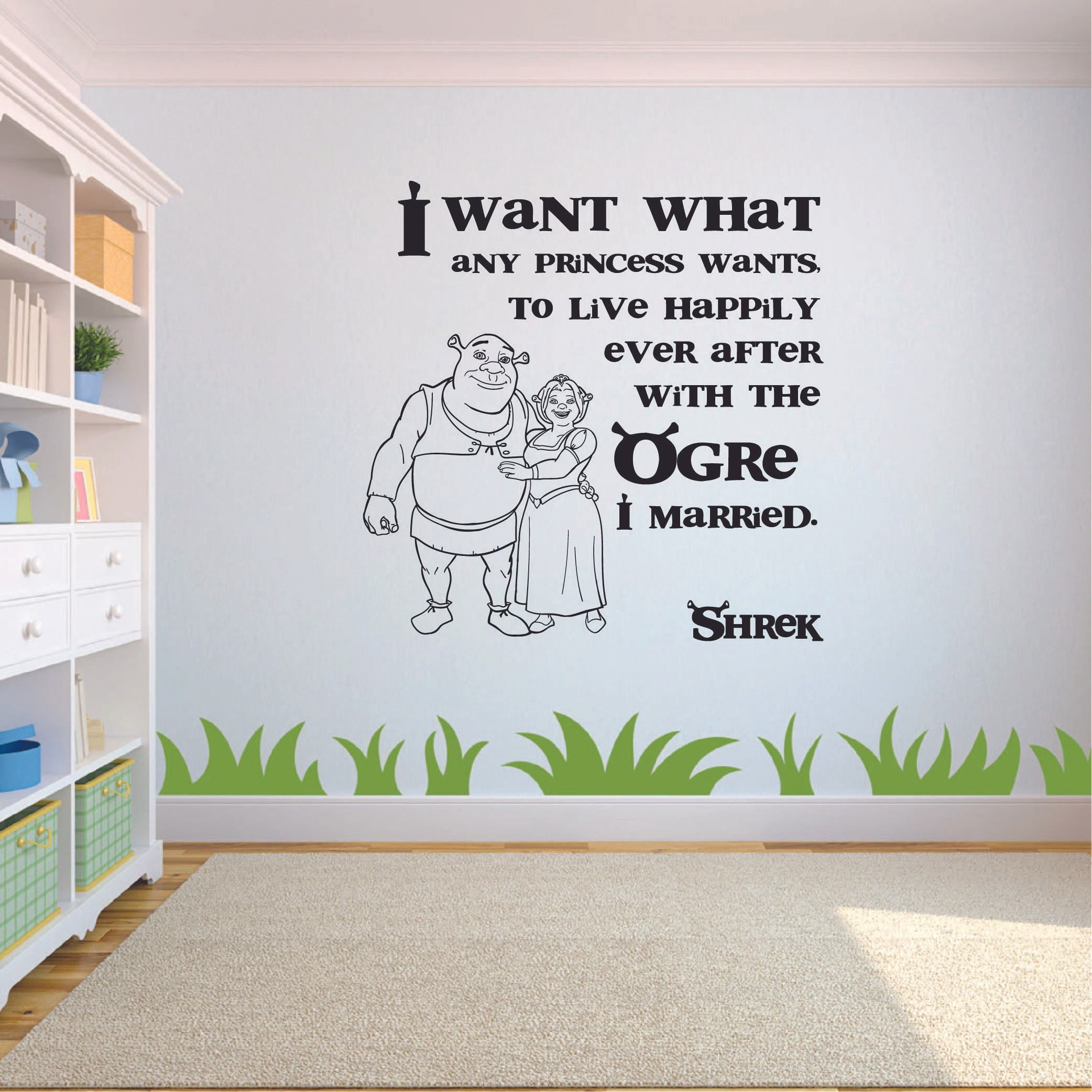 To Live Happily Ever After With The Ogre I Married Shrek Quotes Quote Vinyl  Wall Art Wall Decal Wall Sticker Decoration Home Room Kids Childrens Room  Boys Girls Nursery Kindergarten Size (30x30, image size:2084x2084