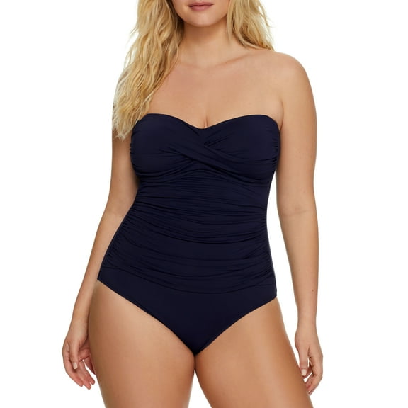 Anne Cole womens Twist Front Shirred One-Piece, 12, Navy