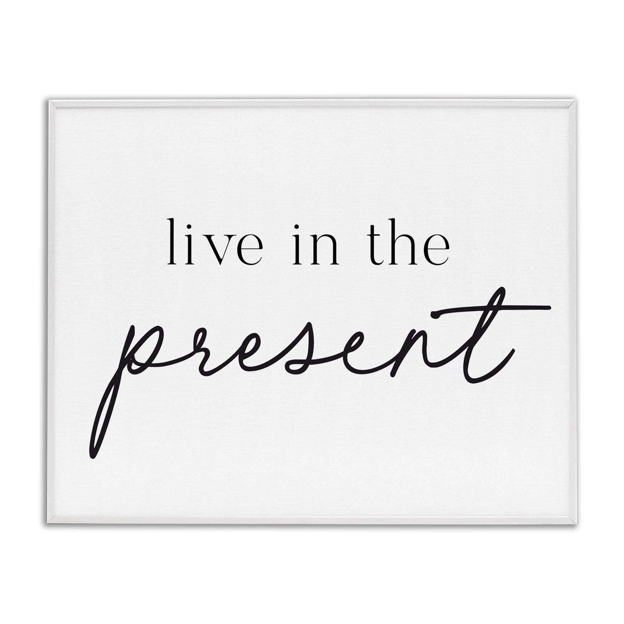 Live In The Present White Framed Giclee Art, design by Lettered and Lined