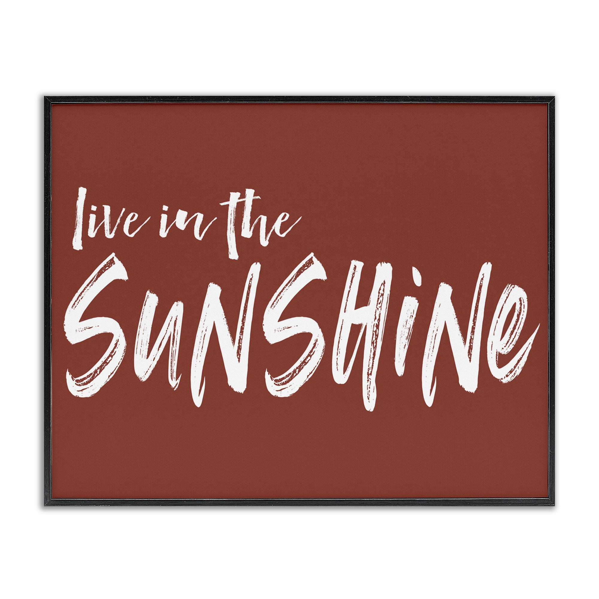 Live In The Sunshine Brown Black Framed Giclee Art, design by Lettered and Lined