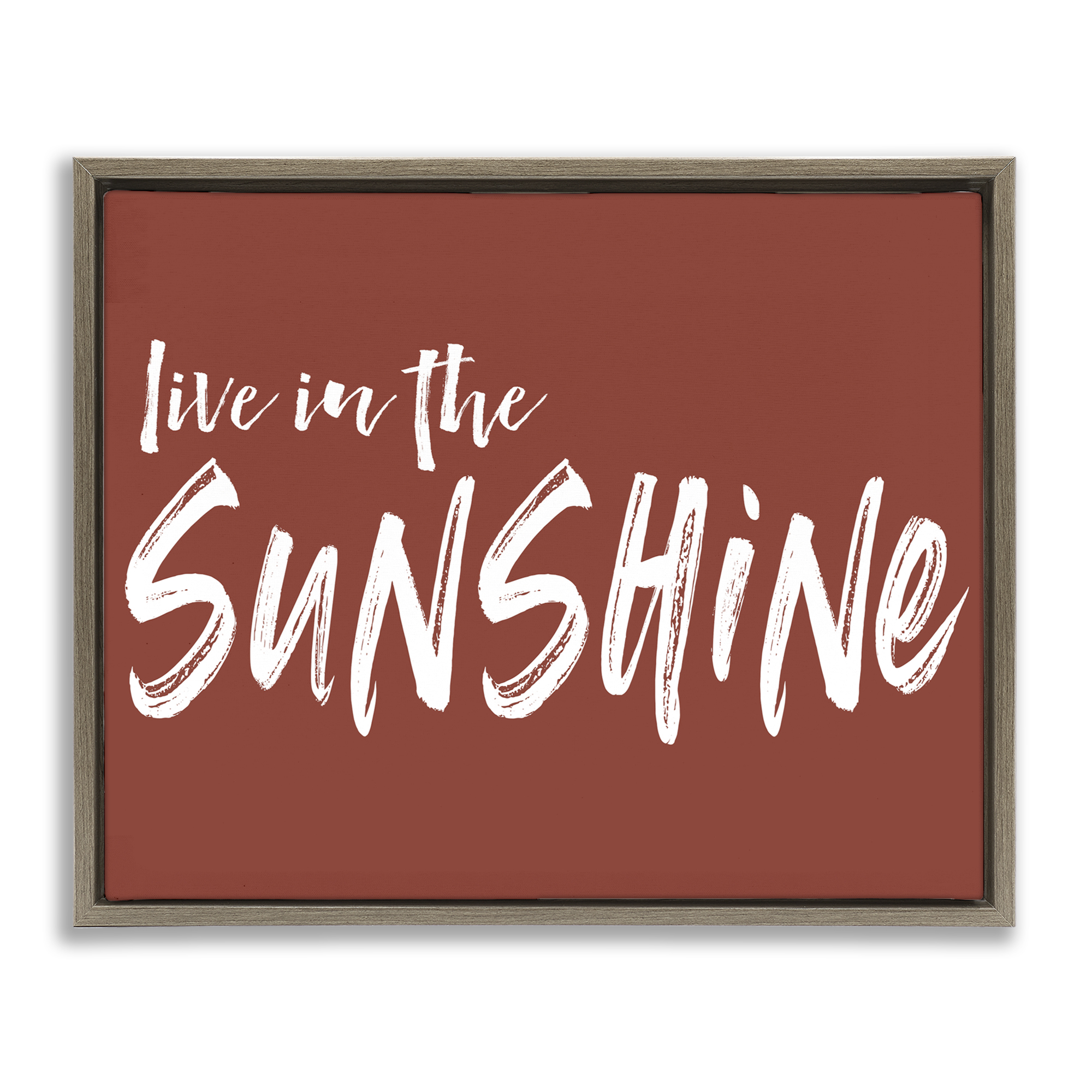Live In The Sunshine Brown Brown Framed Floater Canvas Wall Art, design by Lettered and Lined