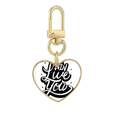 thumbnail image 1 of Live In You Quote Handwrite Gold Heart Keychain Metal Keyring Holder, 1 of 3