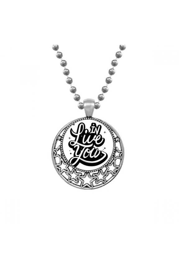 Live In You Quote Handwrite Necklaces Pendant Retro Moon Stars Jewelry