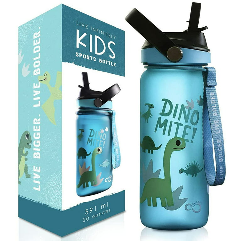 Live Infinitely 20oz Kids Water Bottle with Easy Sip Straw - Dinosaur