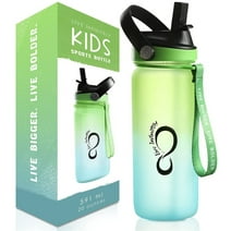 Live Infinitely 20 Oz Kids Water Bottle with Straw BPA Free Water Bottle, Lilypad