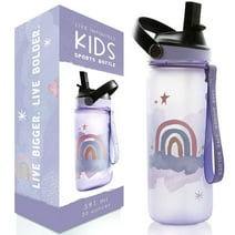 Live Infinitely 20 Oz Kids Water Bottle with Straw BPA Free Water Bottle, Rainbow