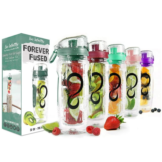 Live Infinitely 32 oz Fruit Infuser Water Bottle with FullLength