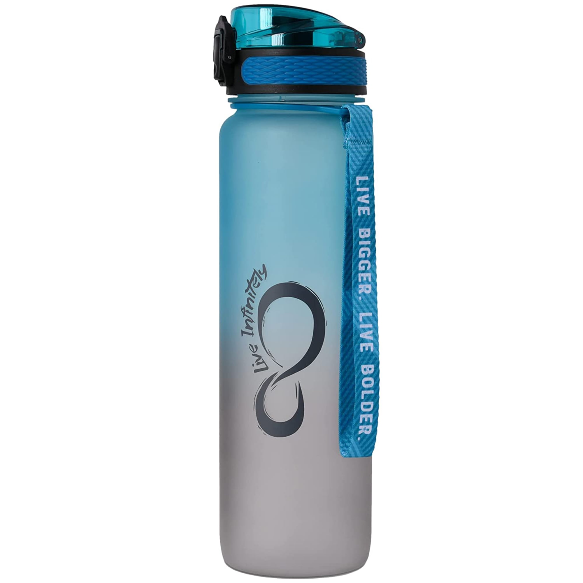 Live Infinitely Gym Water Bottle with Time Marker Fruit Infuser and