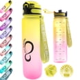 thumbnail image 1 of Live Infinitely Gym Water Bottle with Time Marker Fruit Infuser and Shaker 34 Oz Sunset, 1 of 8