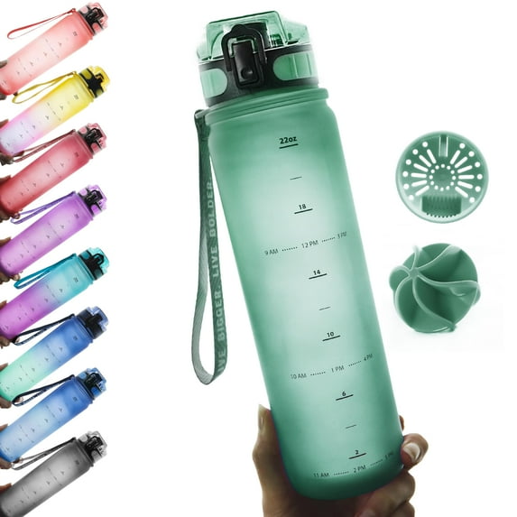 Live Infinitely Insulated Water Bottle with Time Marker BPA-Free 24 Oz Emerald