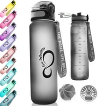 Live Infinitely Insulated Water Bottle with Time Marker BPA-Free 24 Oz Gray